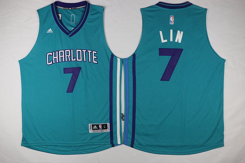 Men Charlotte Hornets 7 Lin Green Throwback Stitched NBA Jersey